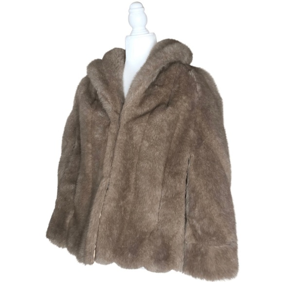 Vintage Faux Fur Capelet Stole 60’s Susan Lynn Faux Fur Sz S - Picture 2 of 13